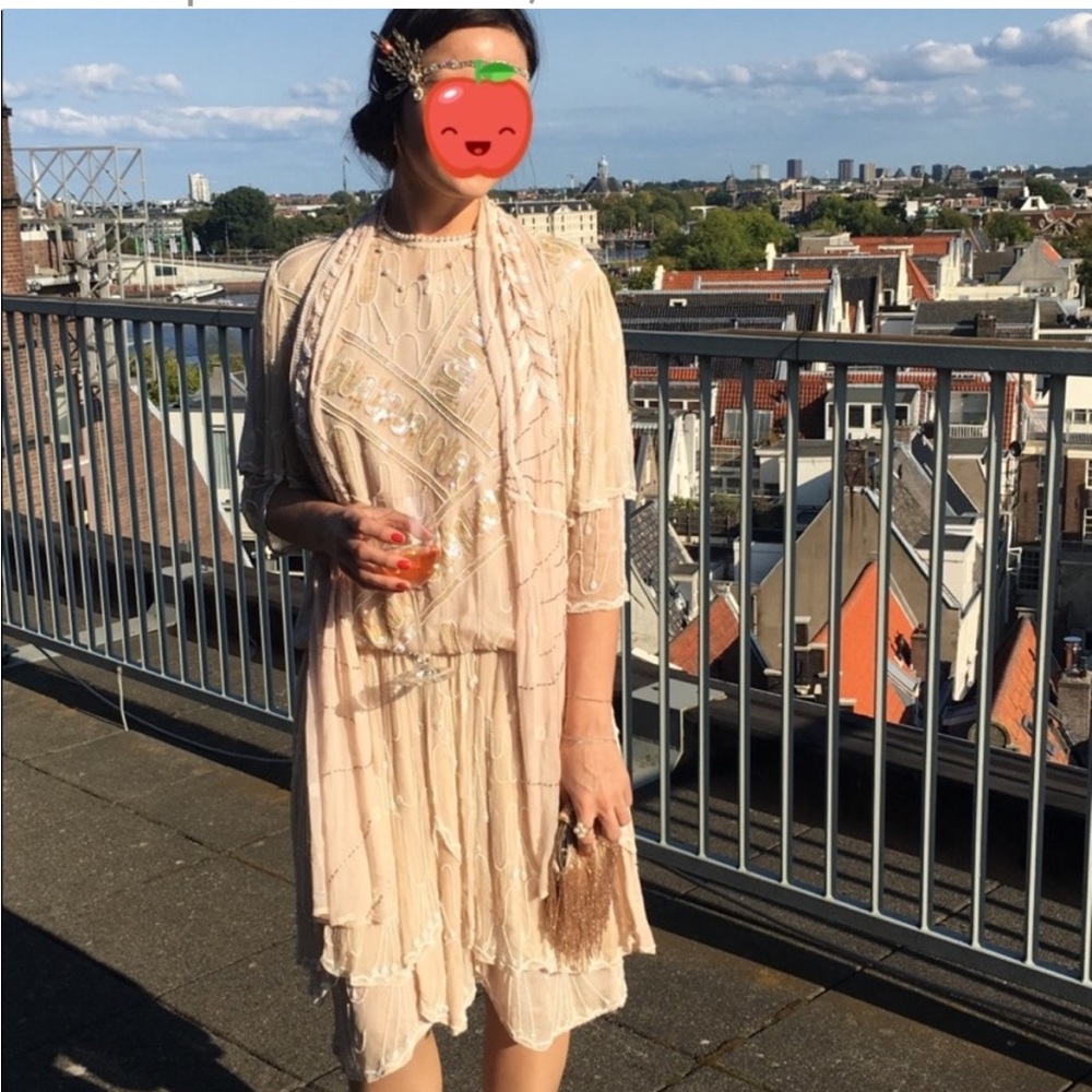 Gatsby flapper 1920 vintage dress & head piece